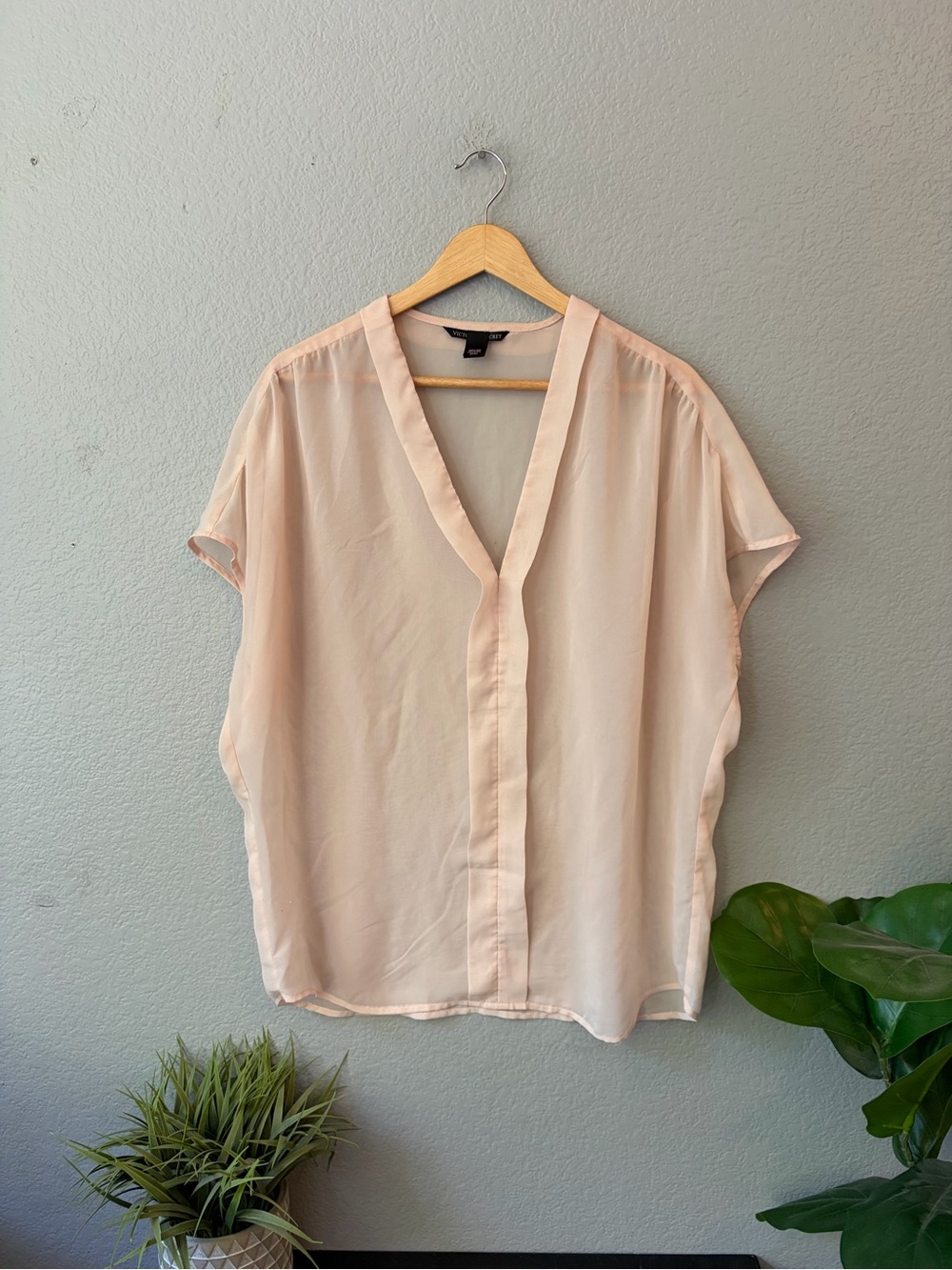 Victoria's Secret Light Blush V-Neck Short Sleeve Blouse